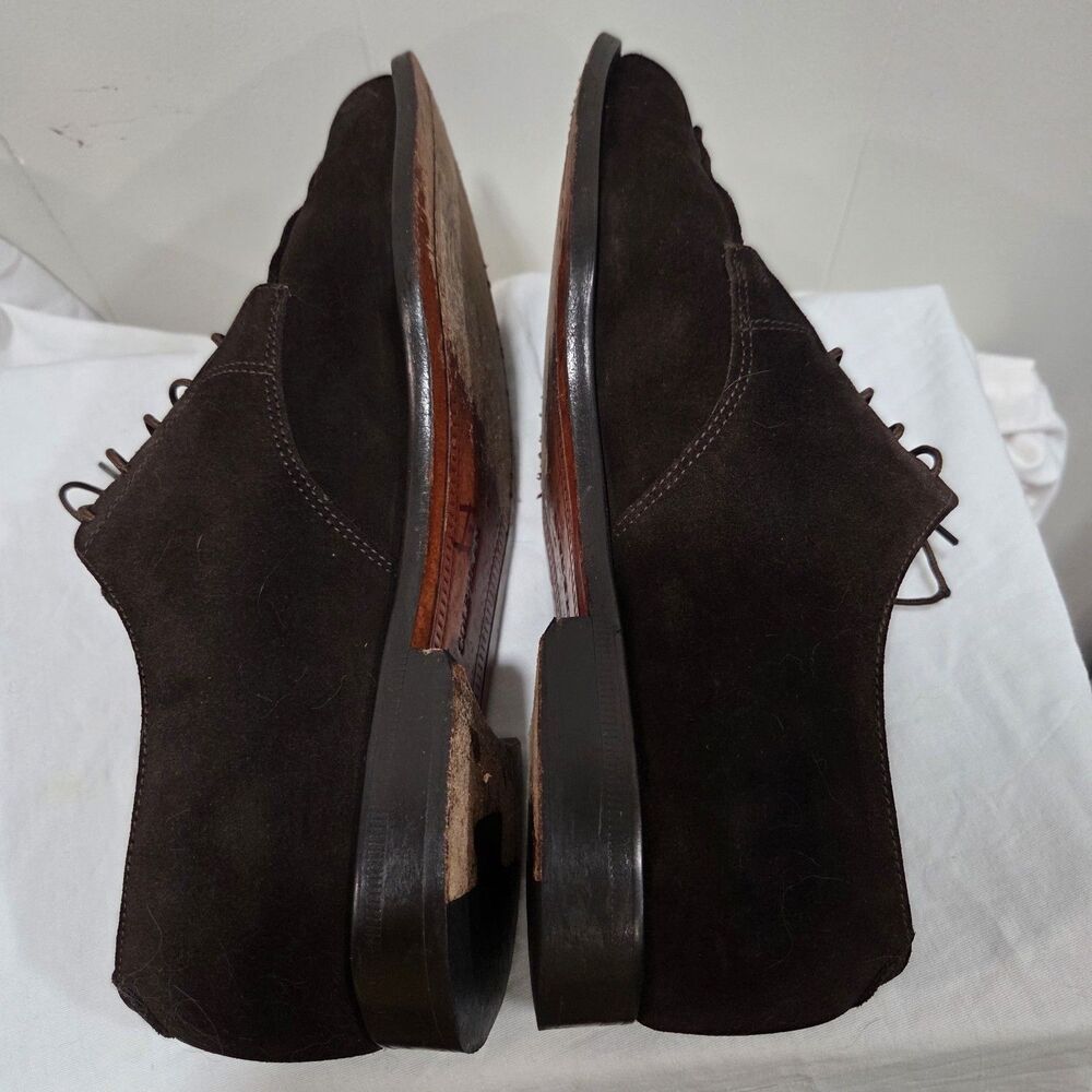 Cole Haan Made in USA Sz 9.5 D Dark Brown Suede Split Toe Derby Oxford Men Shoes - Picture 6 of 16